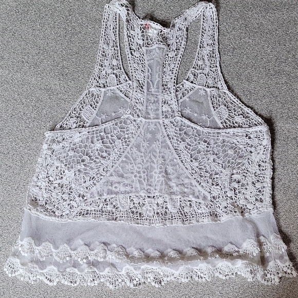 Vivid Importers of NY  White Crochet Lace Racerback Women’s Tank Top Swim Size L - Picture 6 of 10